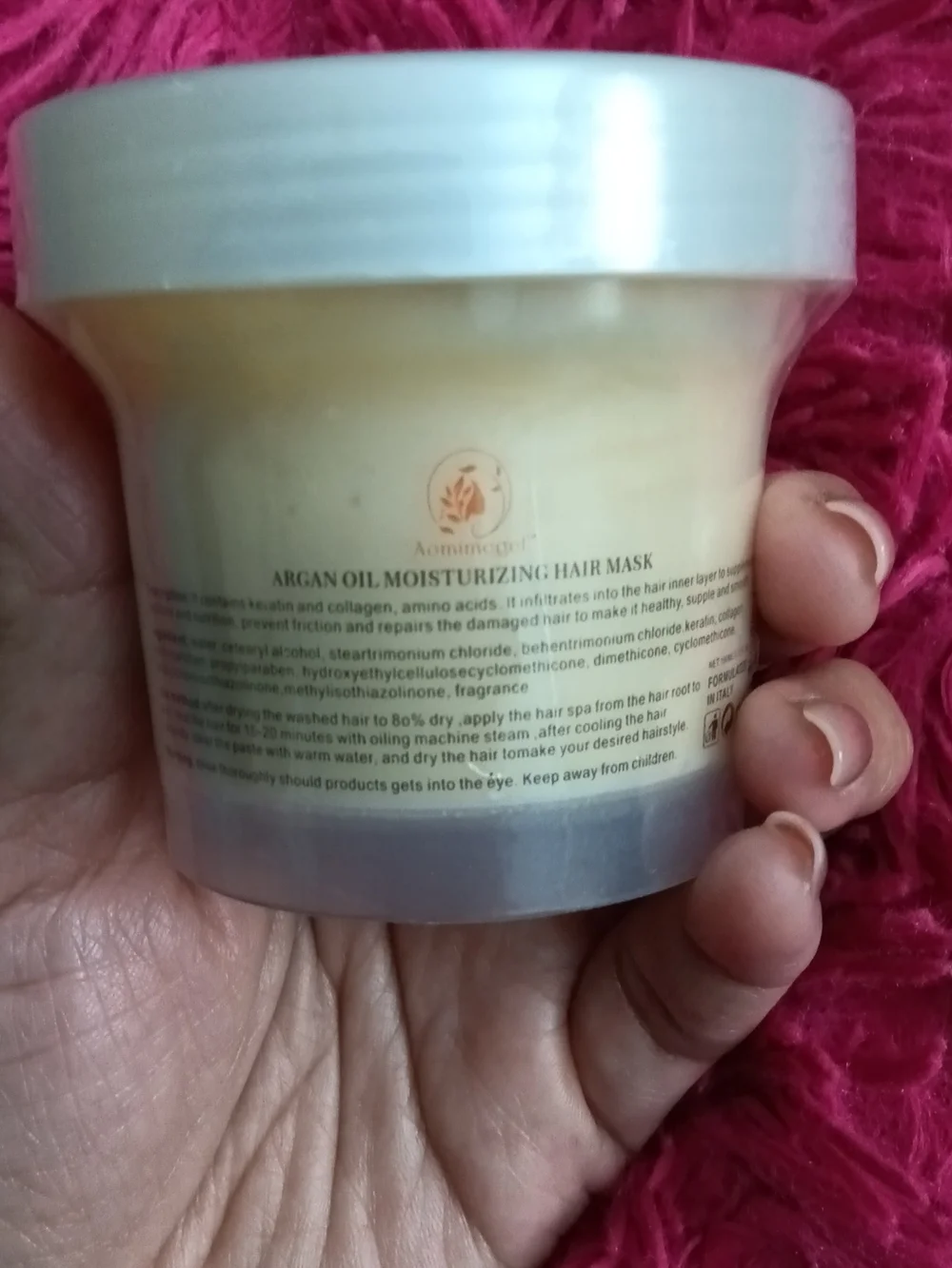 Keratin Protein Argan Oil Moisturizing Hair Mask - Pink